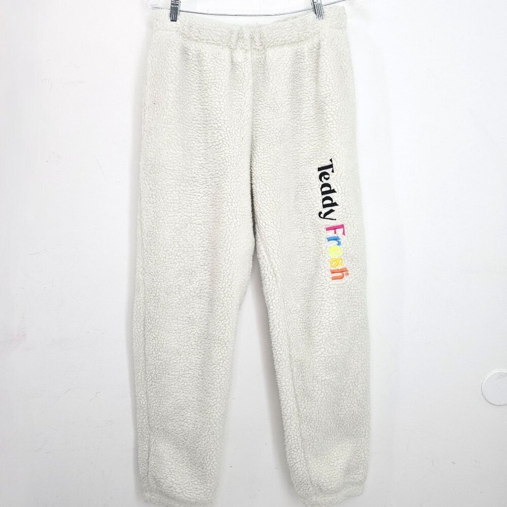 Teddy Fresh Off White Sherpa Jogger Pants Women Size Small
